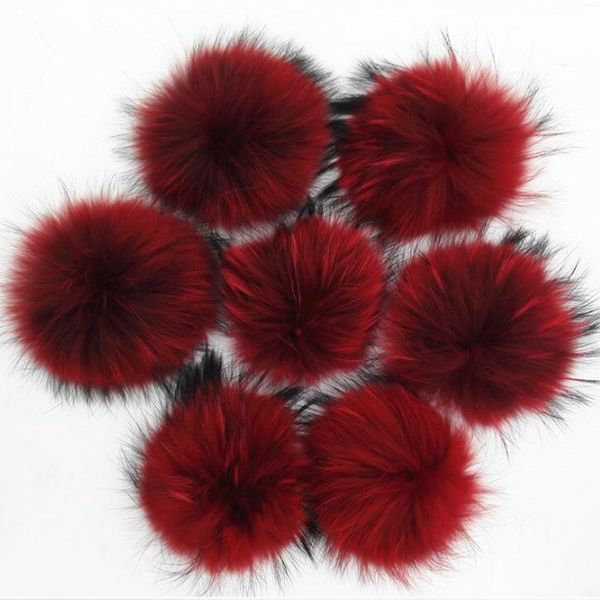 

beanies multi color red genuine fur balls winter warm detachable raccoon pom for knitted hats caps skullies bonnet