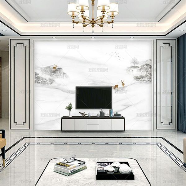 

simple hd modern wallpaper abstract jazz white marble wallpaper mural artistic conception landscape tv background wall1