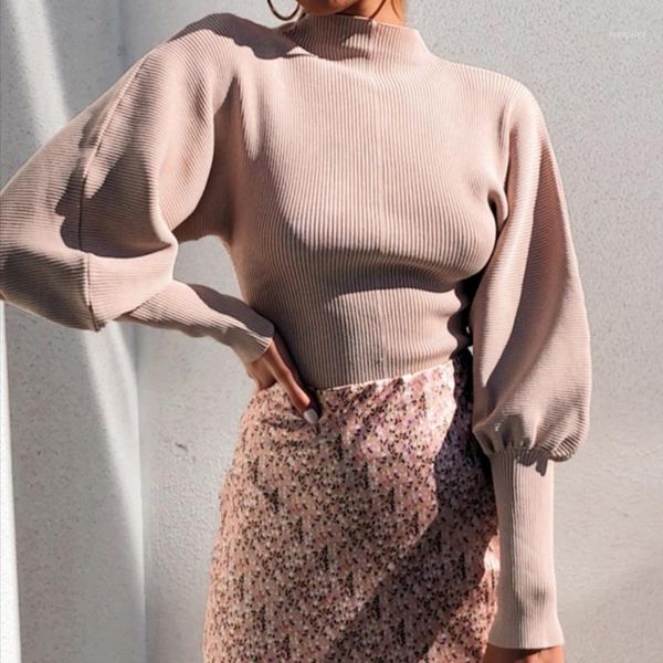 

wool sweaters women 2021 autumn winter lantern sleeve turtleneck knitting solid female lady pullover sample s-xl1, White;black