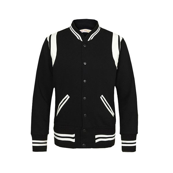 

new arrival bomber jacket men rib sleeve cotton casual baseball uniform collar coat star autumn and winter spliced short 201116, Black;brown