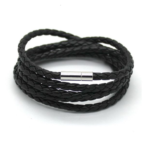 

factorytlkkmagnetic bangle bracelets black/brown mesh mens stainless leather steel clasp double wrap wristband beautiful titanium b