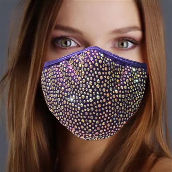 

fashion dustproof face bling diamond protective mask pm2.5 mouth masks washable reusable women colorful rhinestones facemask 7 nmy87