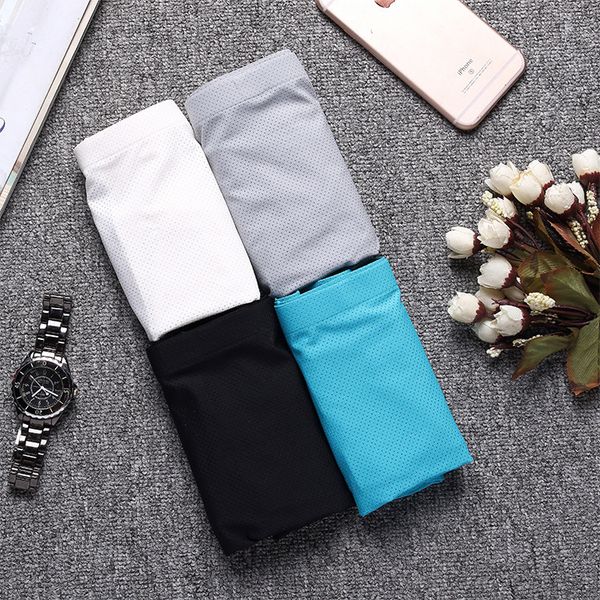 

seamless ice silk underwear breathable mesh men's boxers comfortable mid waist solid color, Black;white