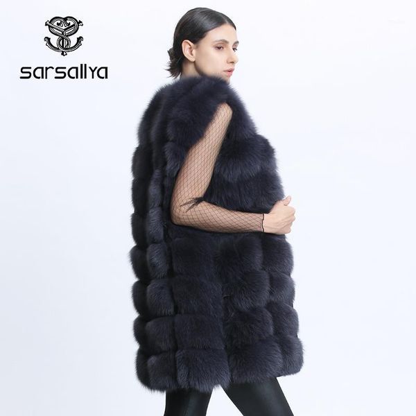

real fur vest jacket women long fur vest ladies winter genuine female casual clothes o neck solid new arrival1, Black