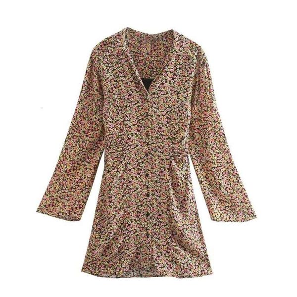 

fashion waist women's versatile autumn new closing thin temperament floral slim shirt dress, Black;gray