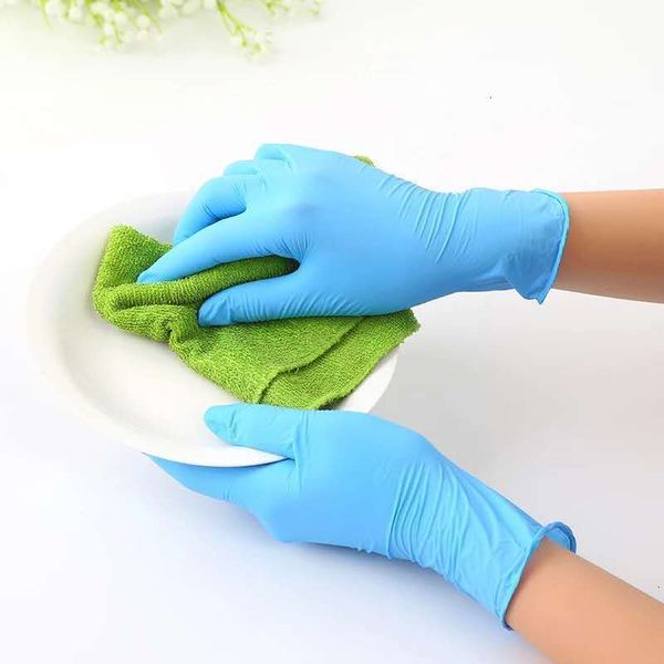 

latex nitrile gloves glove disposable household blue