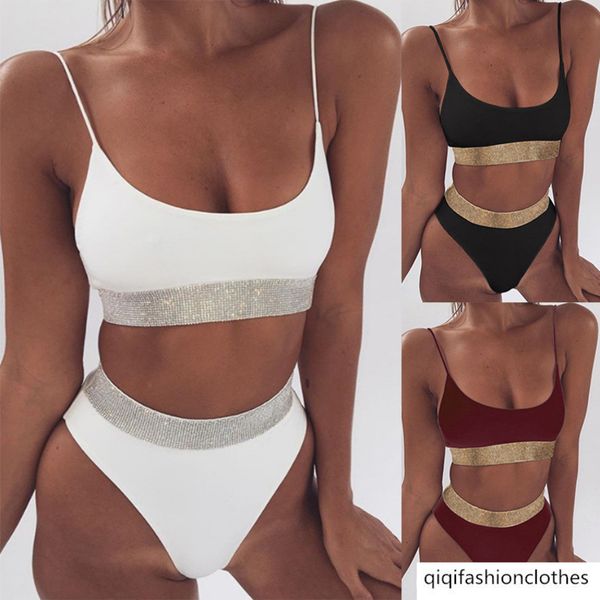 

new gold color matching fashion solid bikini, White;black