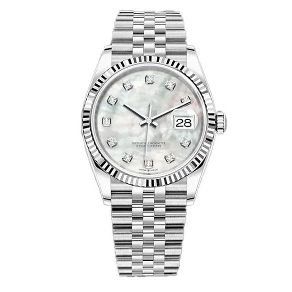 

new 28/31/36/41mm mens automatic watches full stainless steel luminous women watch couples style classic wristwatches gift montre de luxe, Slivery;brown
