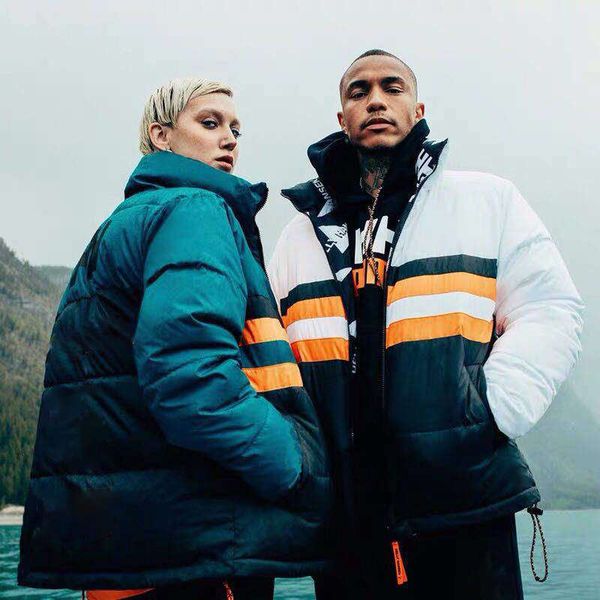 

зима новая мода буква гепард печатание мужская и женская пара сращивание случайных двойных износа хлопчатобумажные теплые пальто зеленый бел, Black