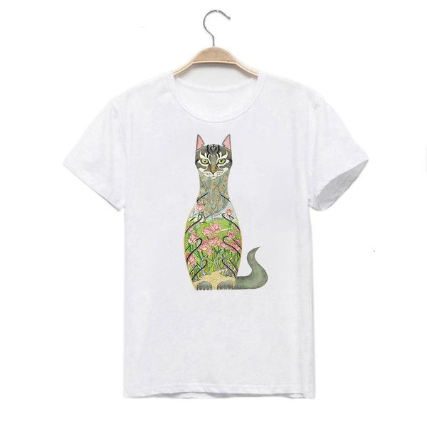 

fashion new arrive t shirt women tshirt summer cat print cute kawaii tee shirts female graphic tees for women clothing, White