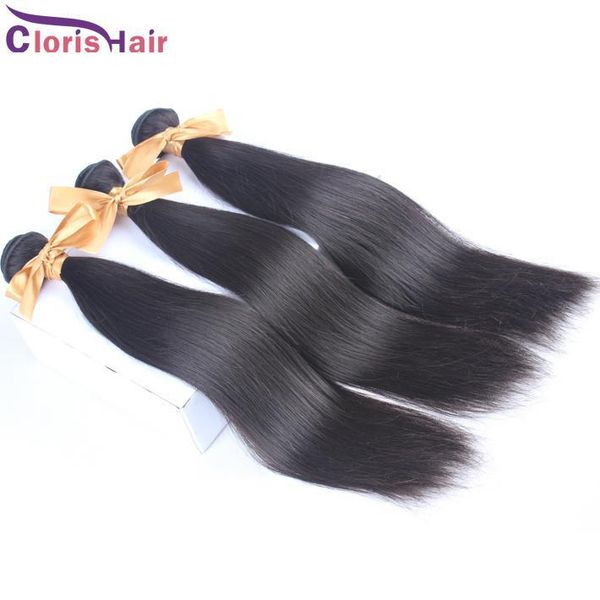 

outlet silky straight unprocessed mink brazilian virgin human hair extensions wholesale natural straight remy weave mix 3 bundles deals, Black