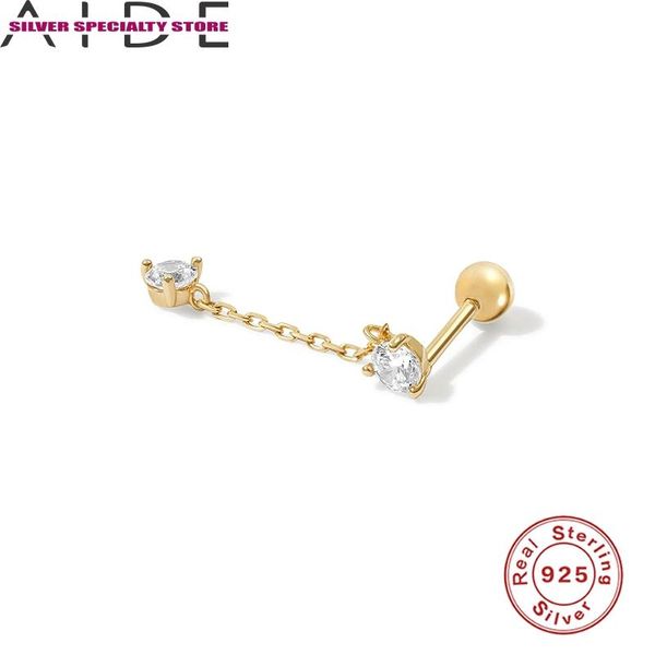 

stud aide mini cartilage earring for women 925 sterling silver earrings piercing girl zircon jewelry pendientes bijoux, Golden;silver