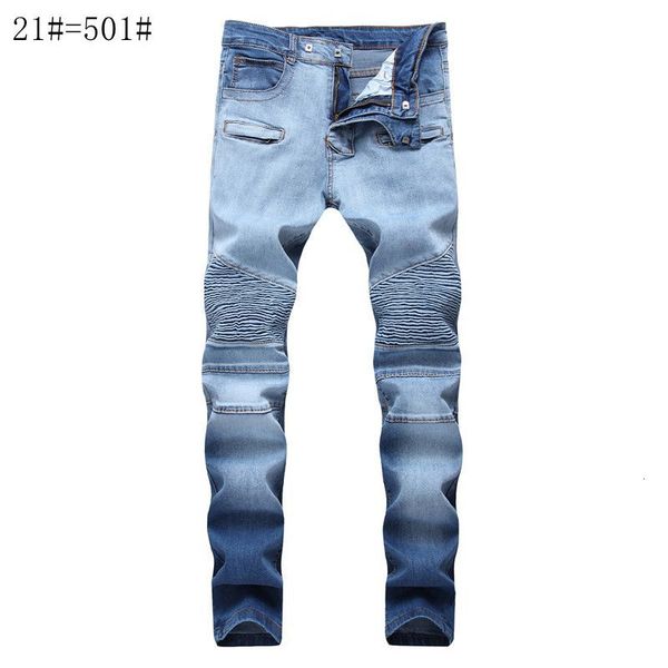 

men's distressed ripped skinny jeans fashion mens jeans slim motorcycle moto biker causal mens denim pants hip hop men jeans, Blue