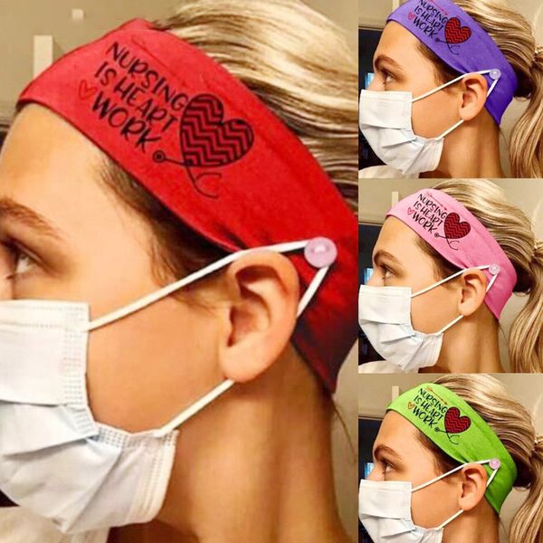 

nurse hairband mask hair accessories hairband with button mouth mask ear stretch sports head band dhl
