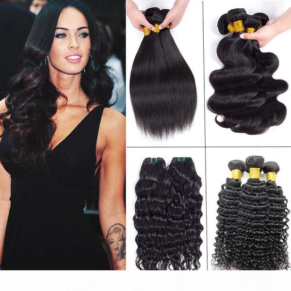 

бразильские перуанские индийские малазийские волосы девственницы wefts 3 4 шт. лот необработанные девственные человеческие волосы прямые куз, Black