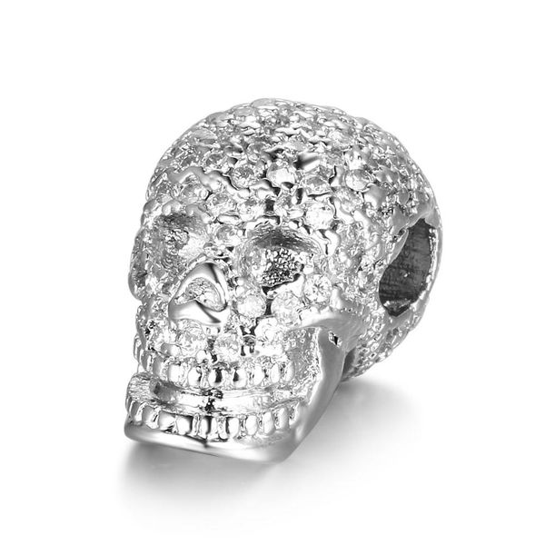

unique copper pave cz skull beads vnistar diy micro pave cubic zirconia skeleton spacer bead fit men's beaded bracelets wmtcsj, Bronze;silver