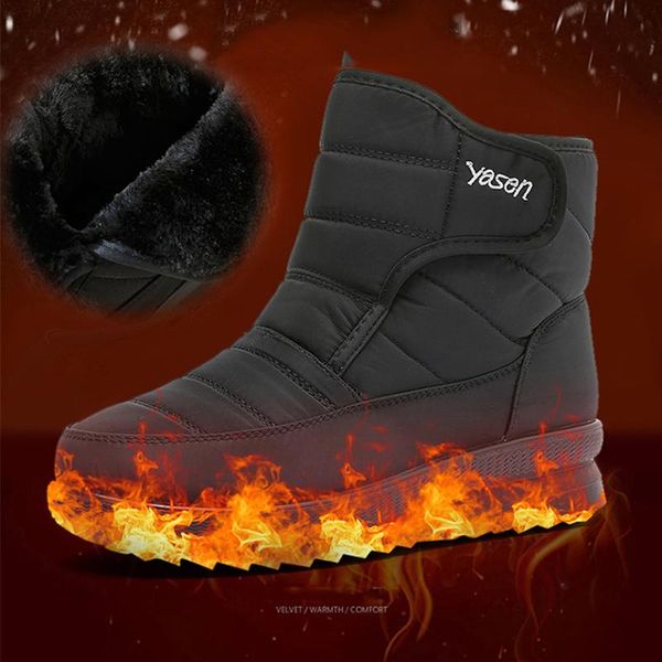 

boots coolvfatbo women waterproof snow for winter shoes casual lightweight ankle botas mujer warm, Black