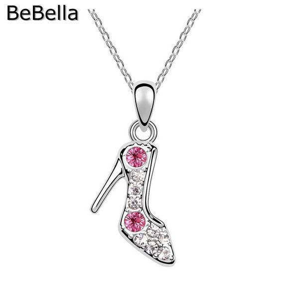 

bebella high heels shoe pendant necklace for women girl lovers fashion trendy crystal jewelry birthday christams gift, Silver