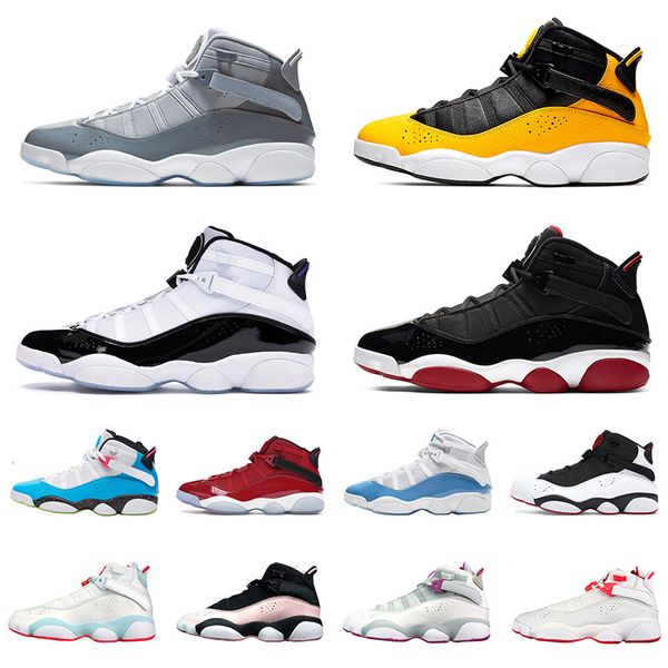 

6 rings men women basketball shoes unc light blue fury concord multicolor space jam 6s mens trainers sports sneakers size us 13, White;red