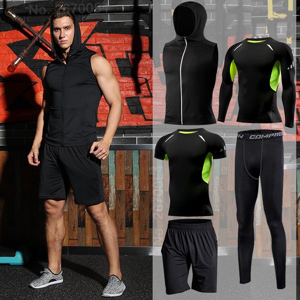 

gym tight running set for men's sport suit outdoor jogging sports clothing men fitness sportswear dry fit training tracksuit mma, Gray