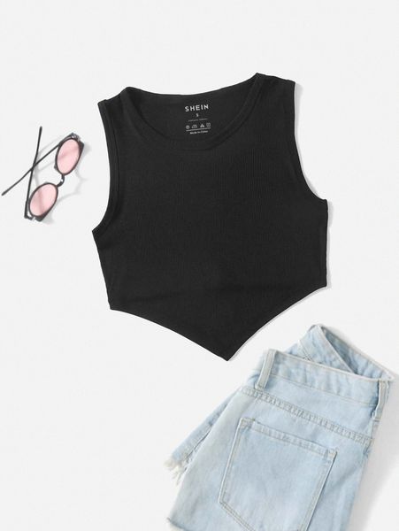 

solid asymmetrical hem tank c5xr#, White