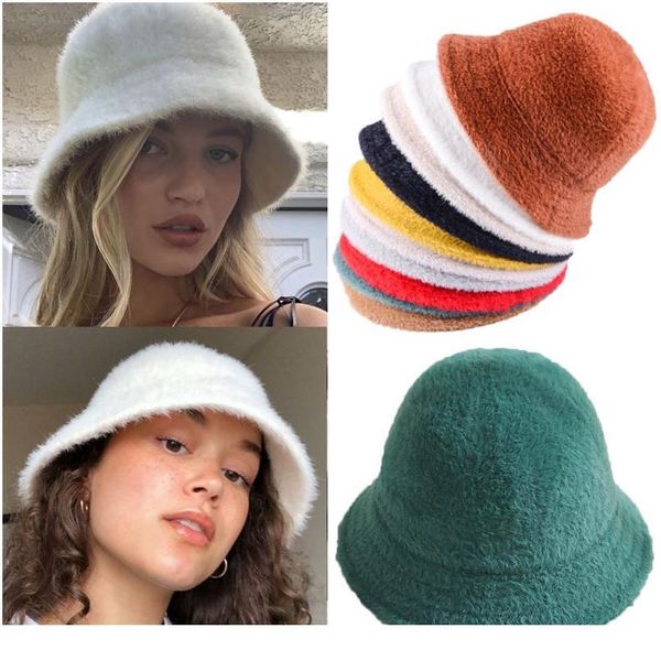 

fashion winter hat for women fur bucket warm caps dome panama black white vintage fisherman buc jllard