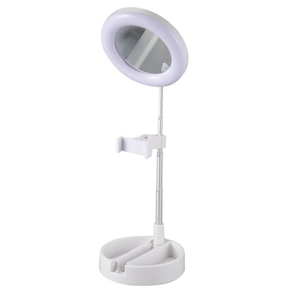 

folding led ring light tricolor fill light mobile phone stand for selfie makeup pgraphy video live stream lamp shelf