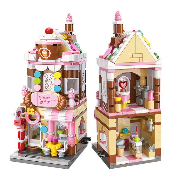 

city corner series model street mini building honey sweet dessert house block toys