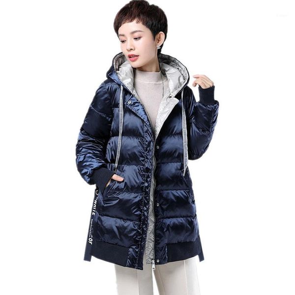 

women's down & parkas arrival coat winter woman plus size 4xl bright blue hooded 90% white duck light warm fashion ladies outerwear coa, Black