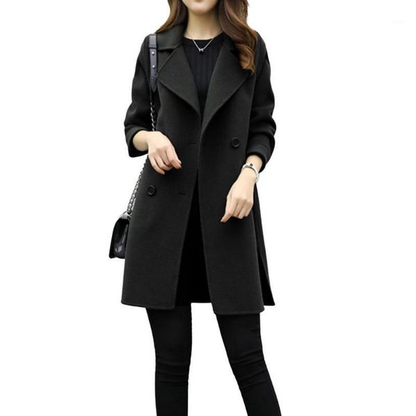 

women blazers female solid color long suit loose sliming jacket two breasted ladies long sleeve loose suit coat jacket1, Black