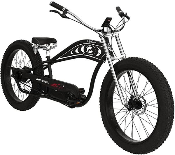 

micargi cyclone 26x4.0 fat tire 500w motor 48v 11.6ah electric beach cruiser bike matte black