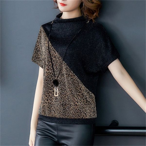 

leopard counterfeit female blouse shredded and casual blouses korean mending women's shirt mujer t1nv, White