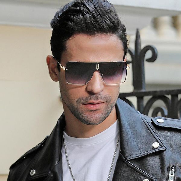 

2021 new sunglasses men's big box trend one piece sunglasses fashion net red same sunglasses 1041, White;black