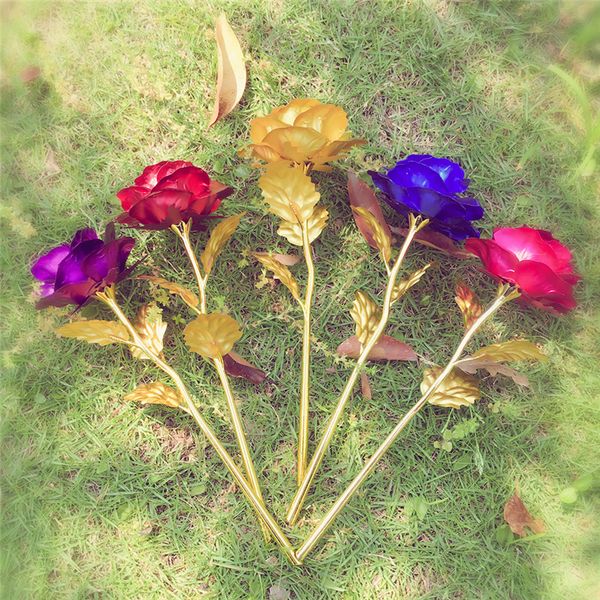 

valentine's day golden colored rose christmas 24k gold leaf rose artificial flowers couples lovers gifts valentine's day rose part