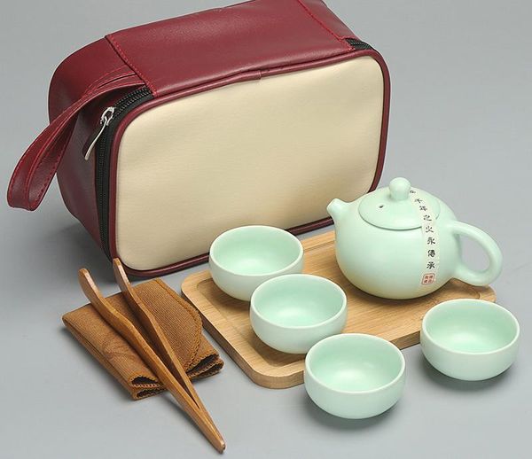 

japanese kung fu tea set outdoor ceramic portable travel teapot with two or four cups sqcelf