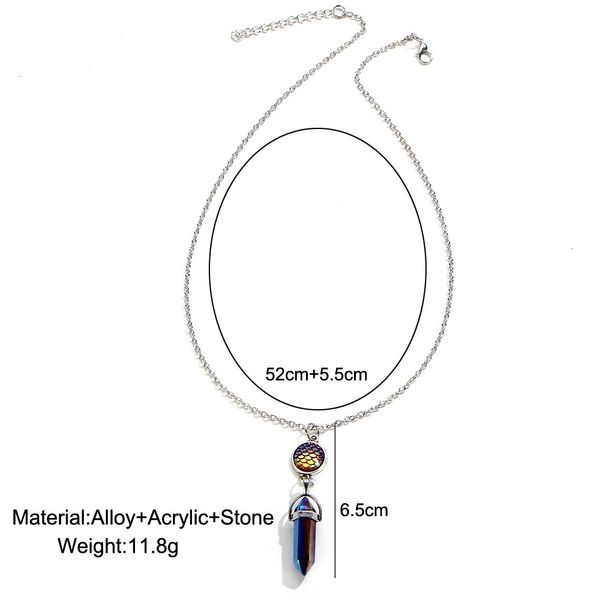 

natural fashion necklaces pendants women stone for silver color mermaid scales fish scale hexagonal column choker necklace jewelry new