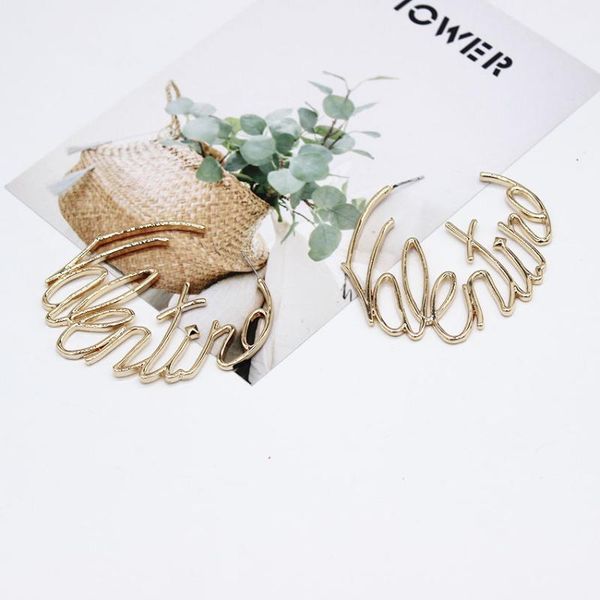 

baroque geometric vintage earrings fashion personality oversize letter circle earrings plated cold wind big 659, Golden;silver