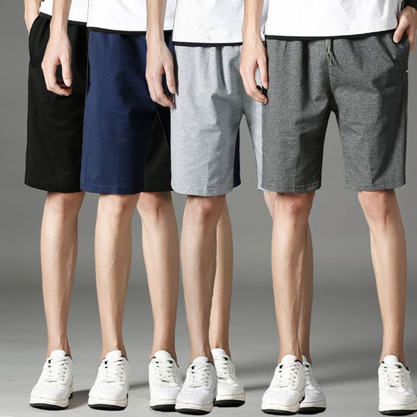 

summer thin shorts solid color capris men's comfortable sports beach slim pants, White;black