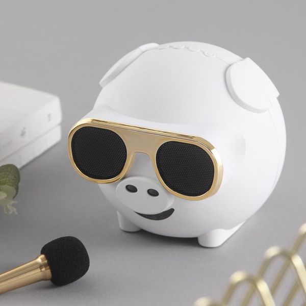 

cool cute intelligent pig bluetooth speaker super bass portable wireless multifunction for power bank fm caller number speakers