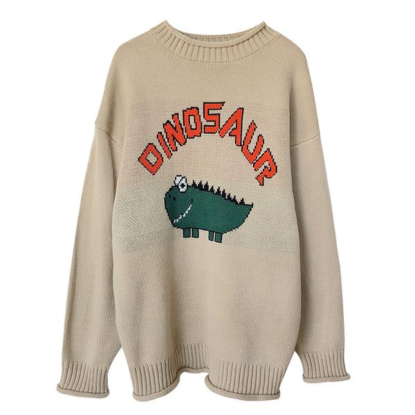 

harajuku winter fashion vintage women funny letter print o-neck pullover long sleeve loose knitted oversize sweater female c1120, White;black