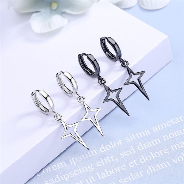 

fashion cross hollow star drop earrings for women 925 sterling silver huggie hoop studs earring pierced ear hip hop jewelry kimter-k301fa
