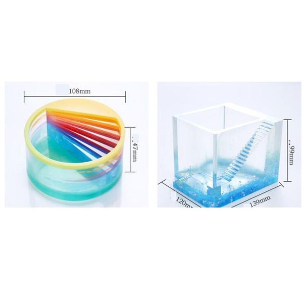 

creative diy square staircase potted sile molds storage box for cut mold diy crystal epoxy uv gift box jewelry tool bbyuvc, Black