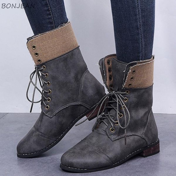 

boots women's ankle winter shoes woman warm lace up pu leather sewing ladies low heel fashion female boot, Black