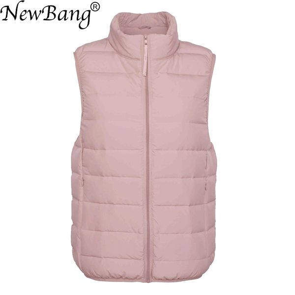 

newbang matt fabric women sleeveless ultra light down vest women white duck down vest female stand collar slim warm waistcoat c1204, Black