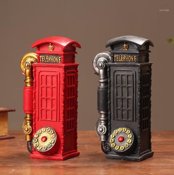 

retro creative telephone booth restaurant cafe bar shop living room decoration decoration home furnishing resin crafts1