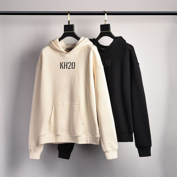

21fw fashion wear of god fog double line reflective letter portrait sweater loose hoodie for men and women, Black