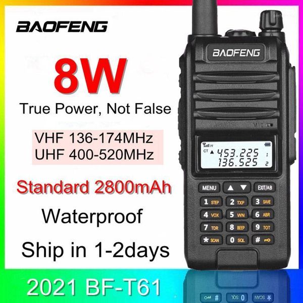 

walkie talkie 2021 baofeng bf-t61 waterproof ip57 high power cb ham 30-50 km long range a58s portable two way radio uhf vhf1