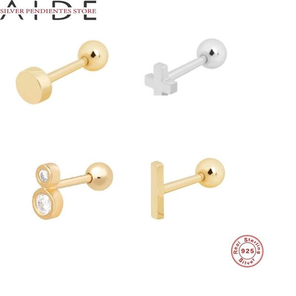 

stud aide light luxury earrings silver 925 original simple mini cross thread piercing for women 2021 wholesale jewelry, Golden;silver