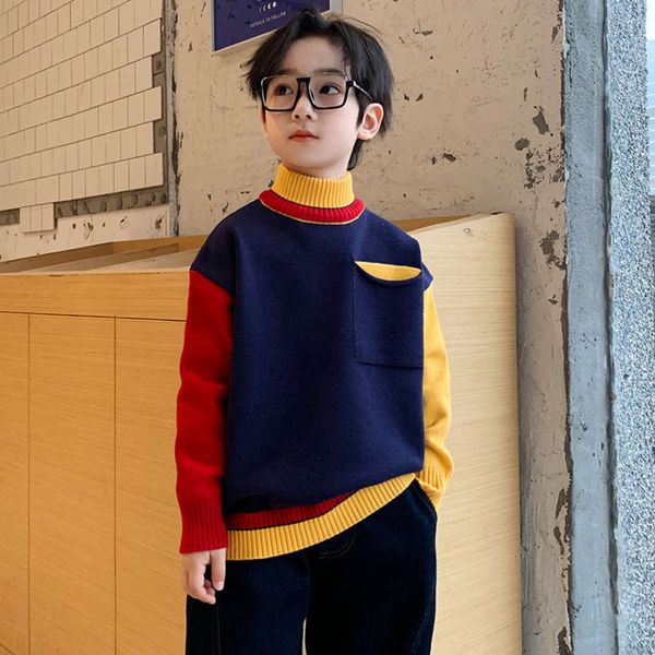 

2020 new boys' turtleneck pullover autumn and winter clothing fc79, Blue
