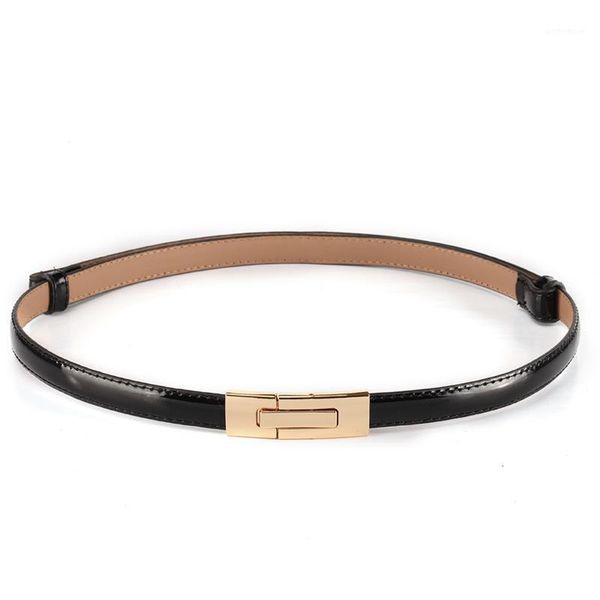 

belts white patent leather narrow thin belt woman fine decoration crony ma'am genuine money belt1, Black;brown